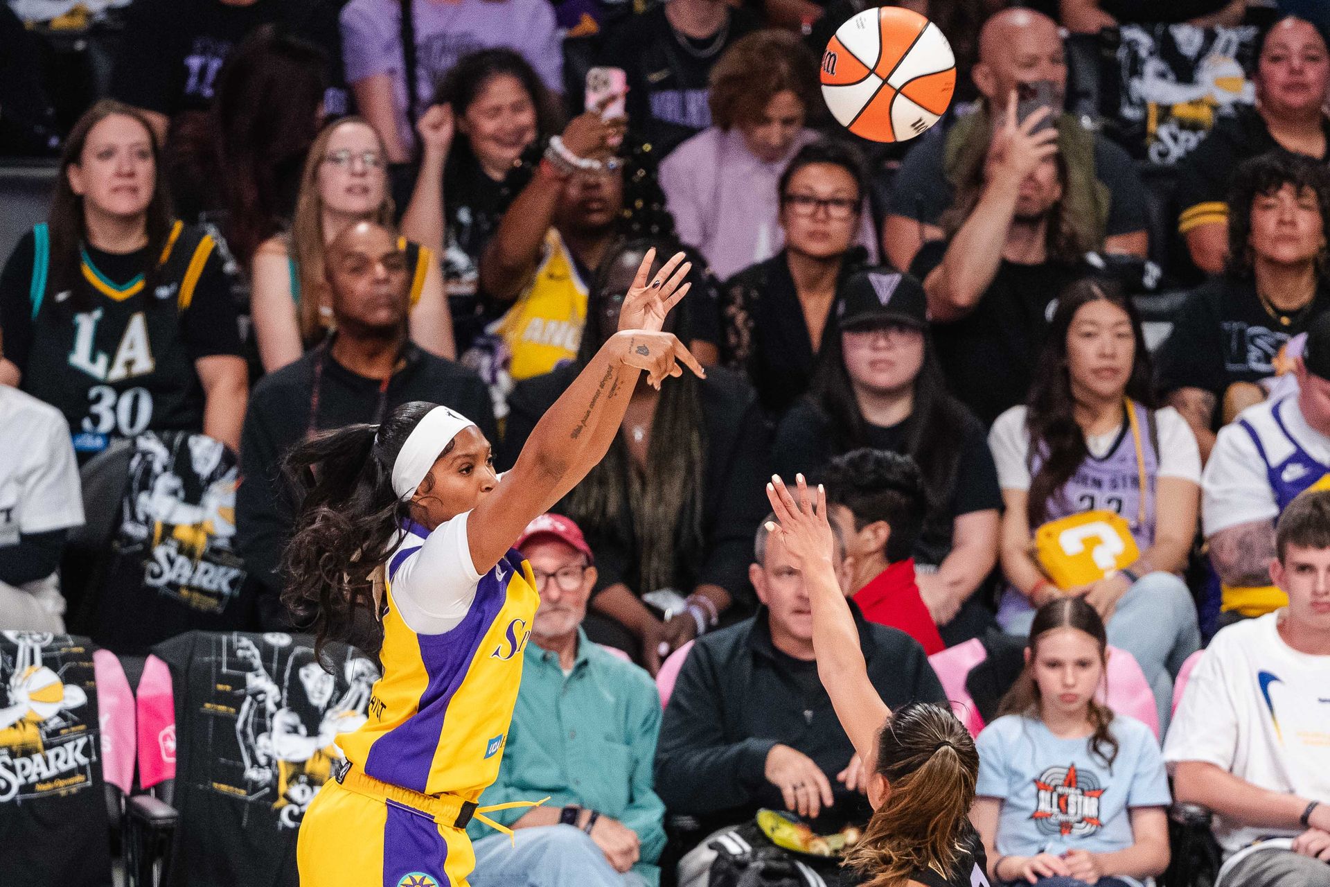 Chance Gray shoots a three-pointer in WNBA action
