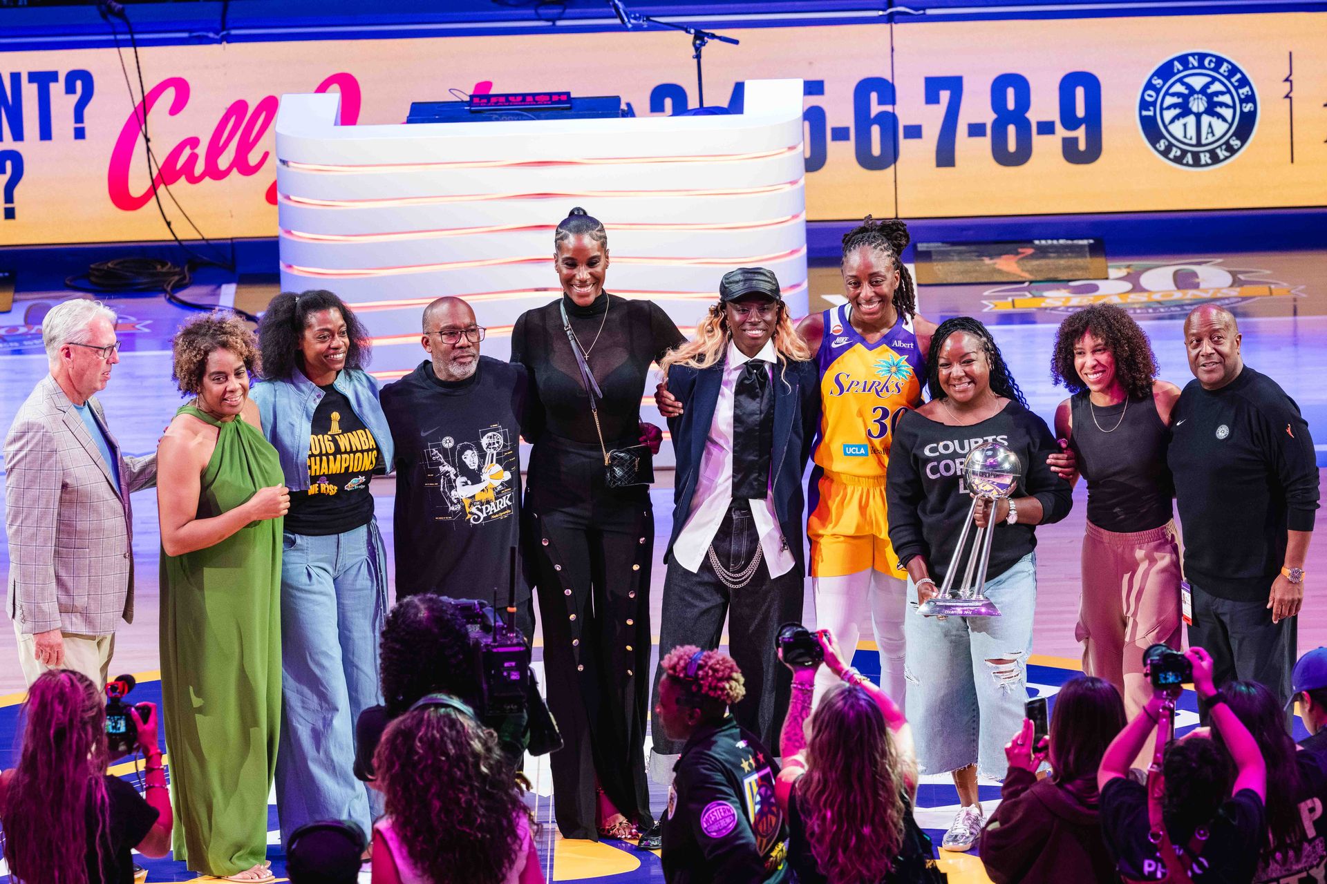 LA Sparks 2016 championship team at a WNBA game