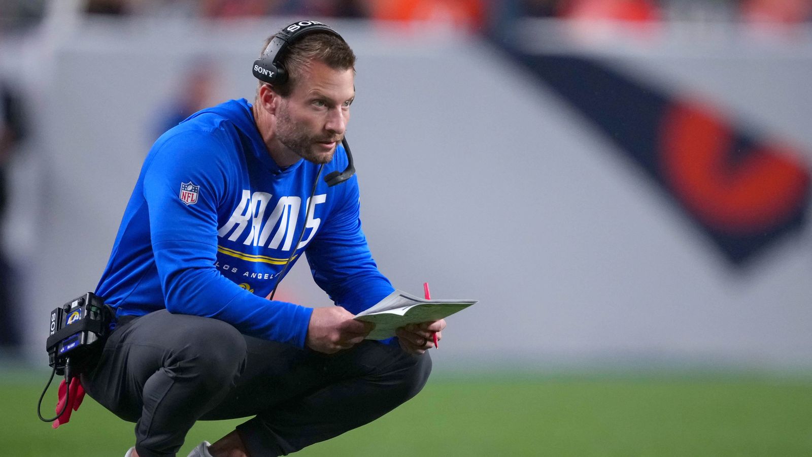 Rams Coach Sean McVay during a tense game in Denver.