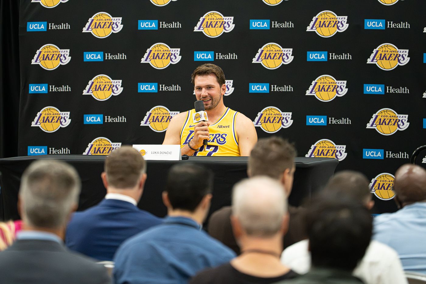 Luka Doncic responds to press queries at Lakers Media Day