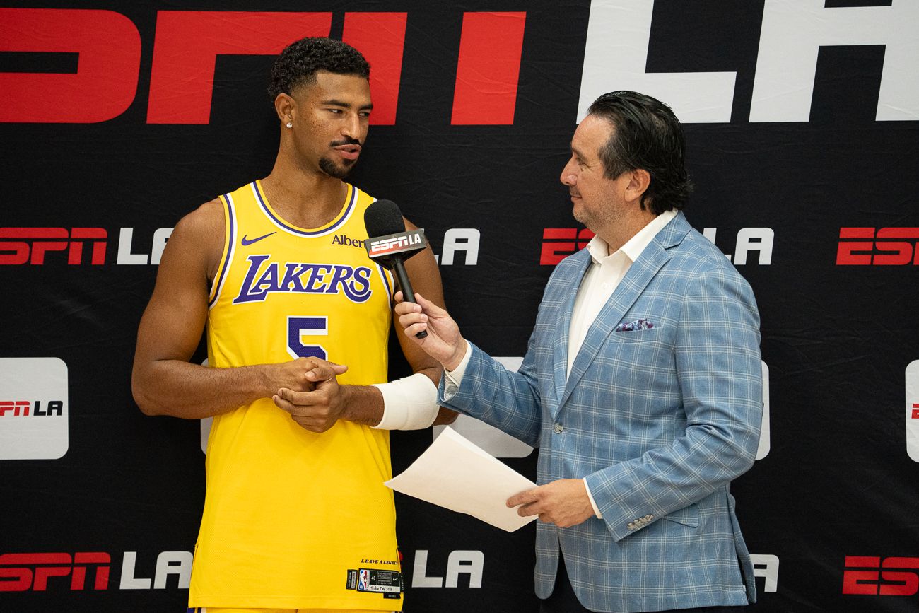Quentin Grimes interviewed at Lakers Media Day 2026