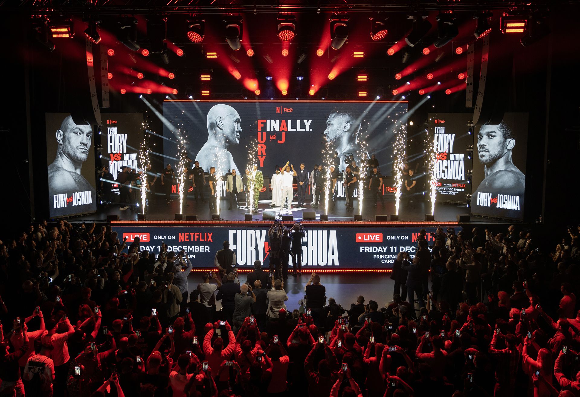 Fans capture the electric atmosphere as Fury and Joshua take the stage in London.