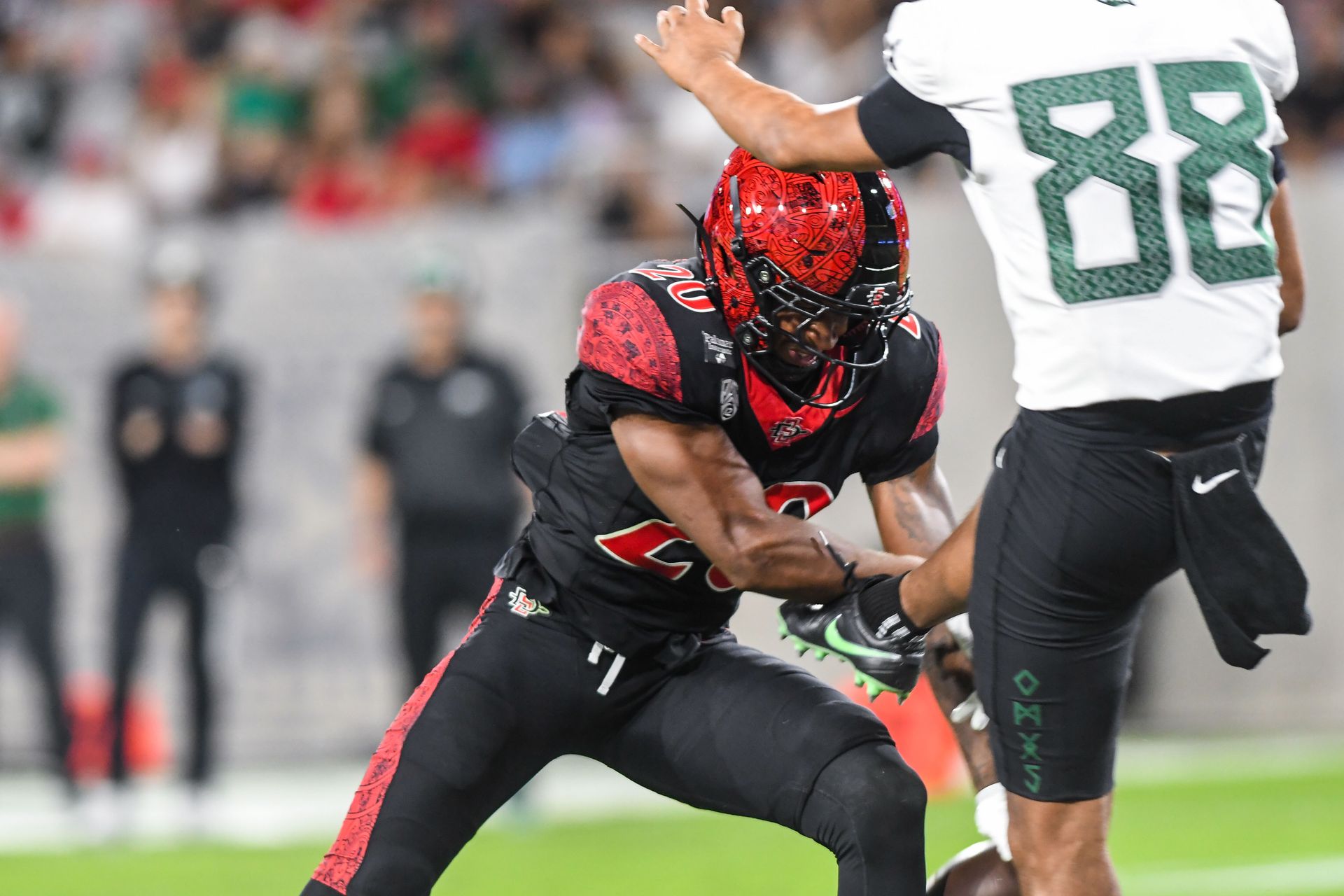 Jelani McLaughlin blocks a punt in SDSU's game