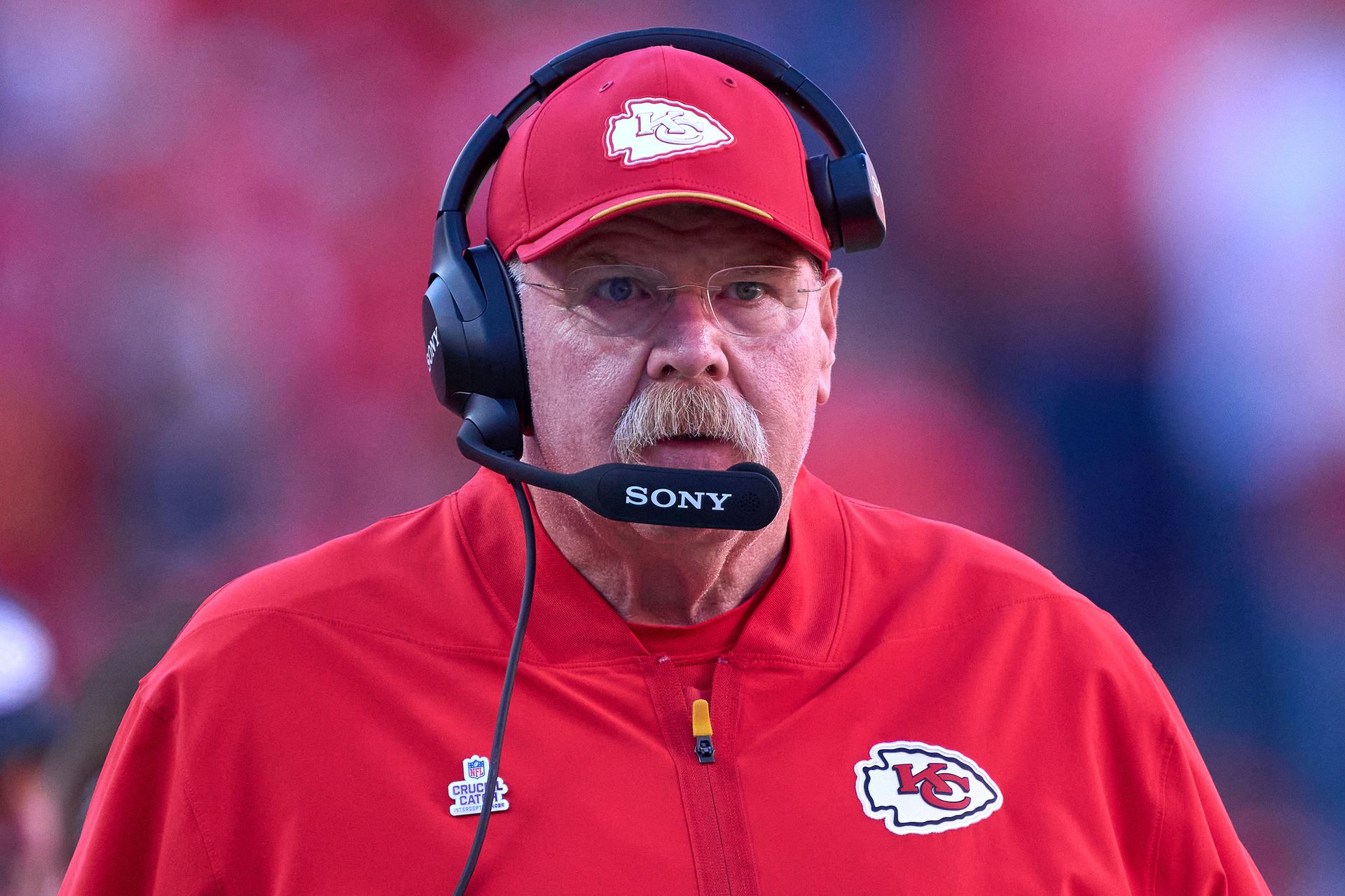 Chiefs coach Andy Reid watches the game at Arrowhead Stadium