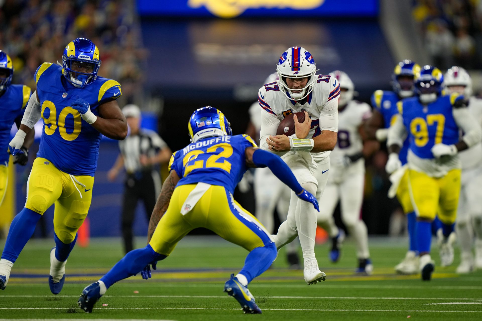 Josh Allen Carries the Ball Against the Rams