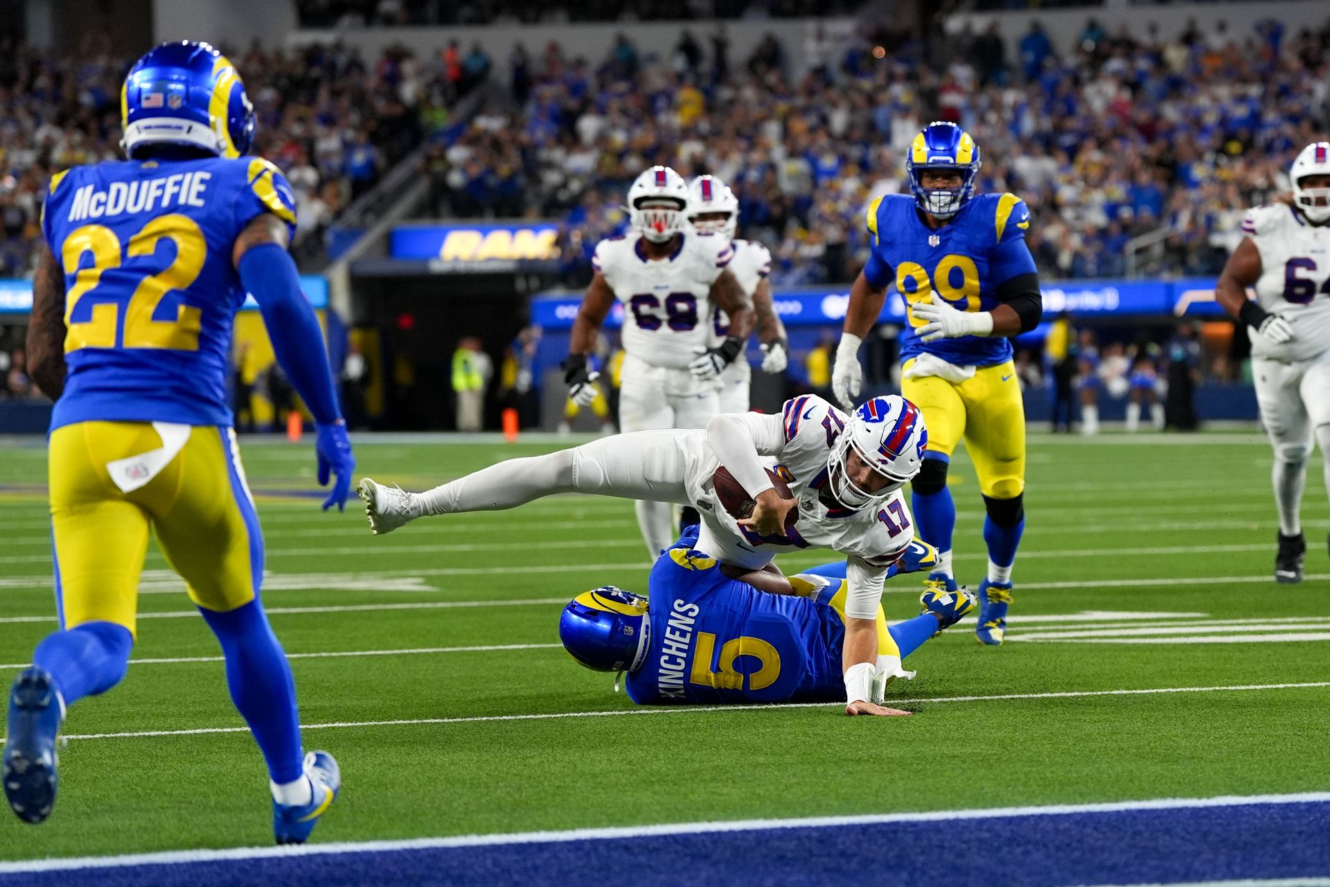 Josh Allen Dives for a First Down Against the Rams