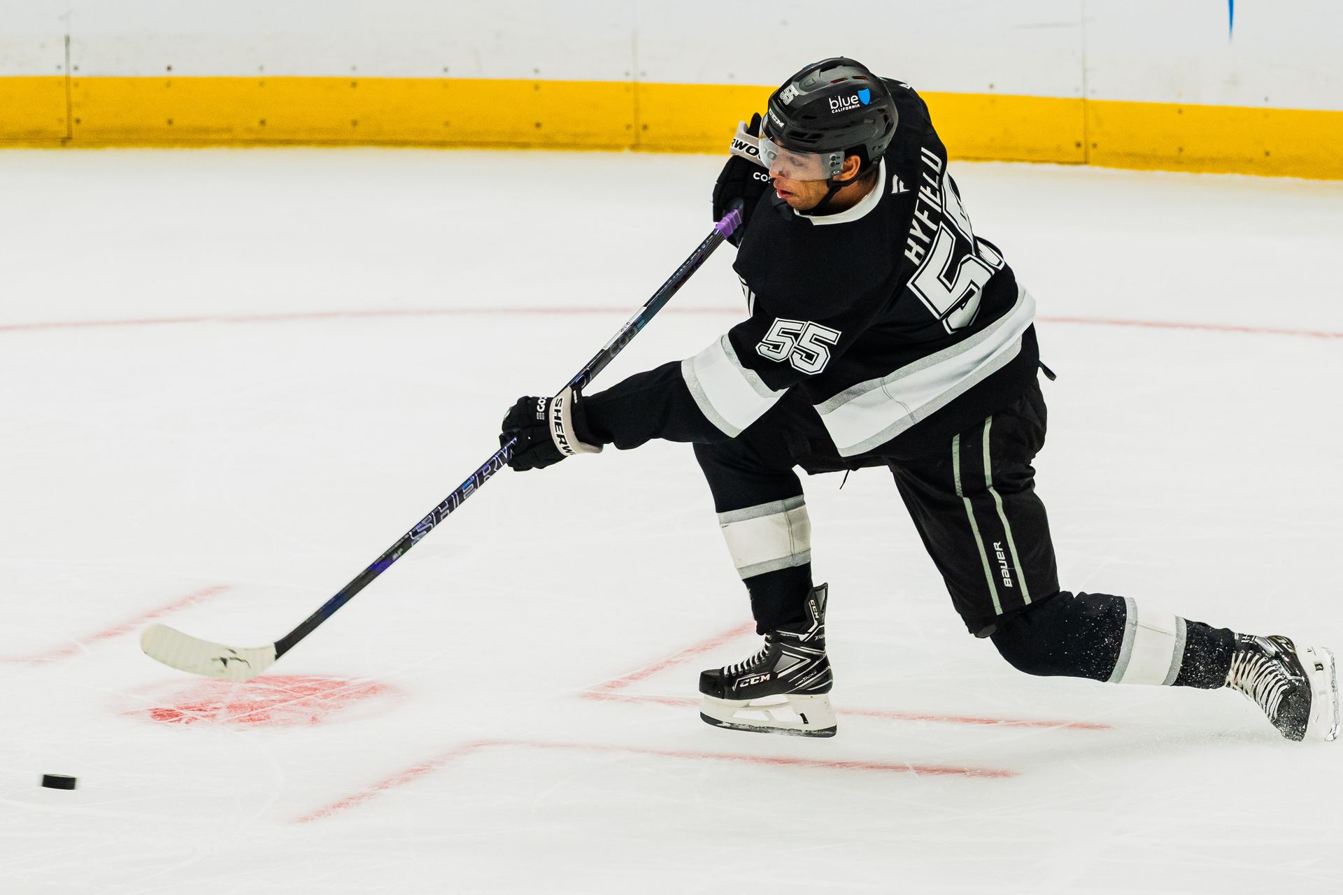 Quinton Byfield Fires a Shot at the Oilers' Goal