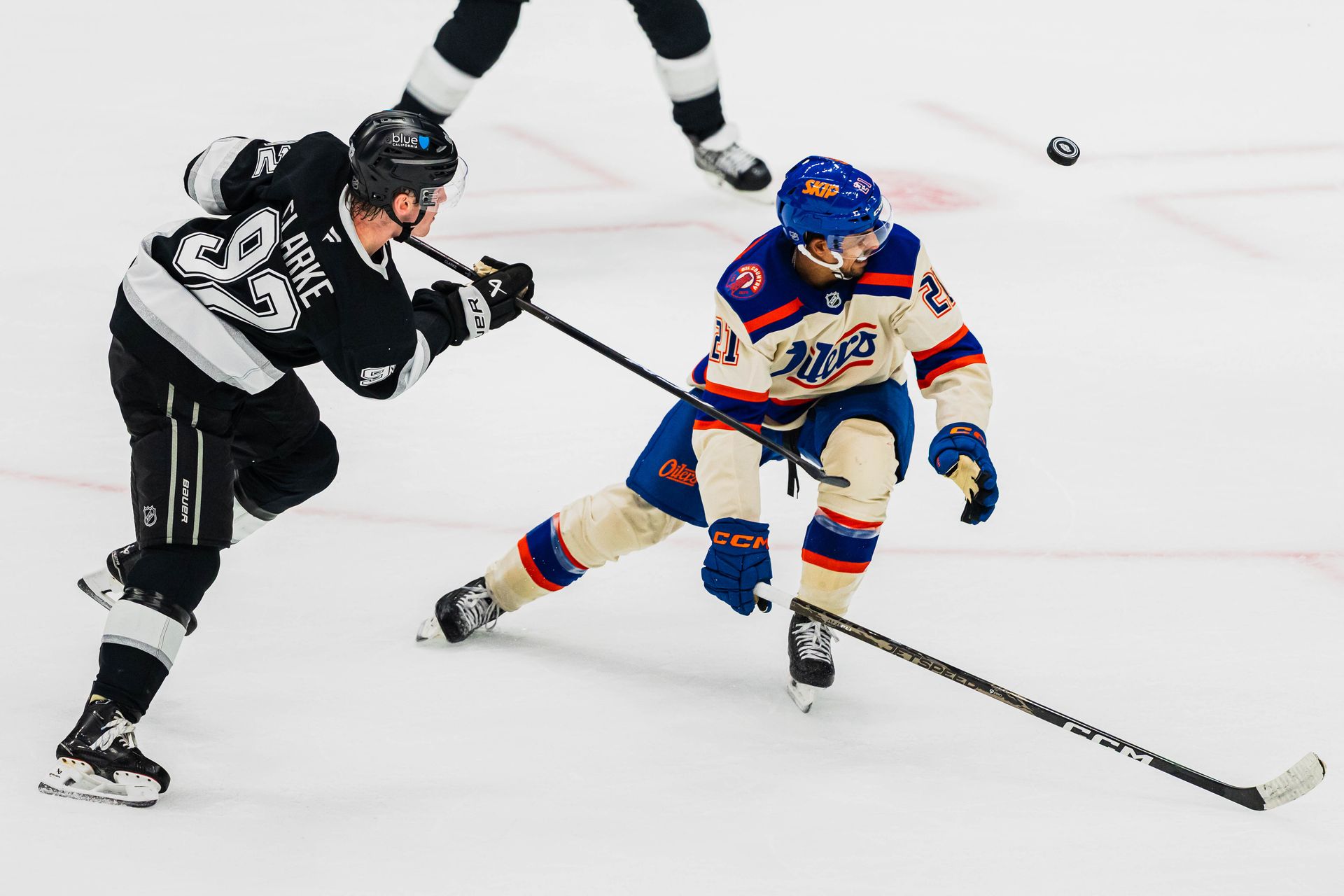 Brandt Clark Lobs the Puck Through the Air