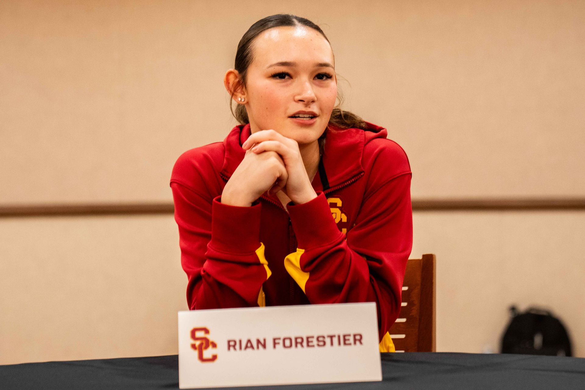 USC Guard Rian Forestier at 2026 Media Day