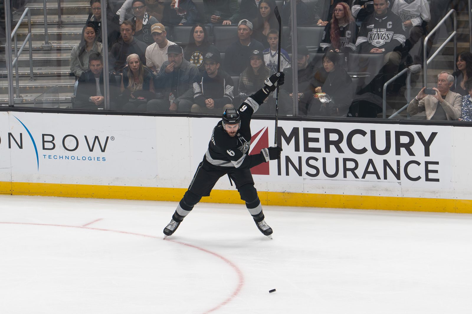 Joel Edmundson takes a shot against Boston
