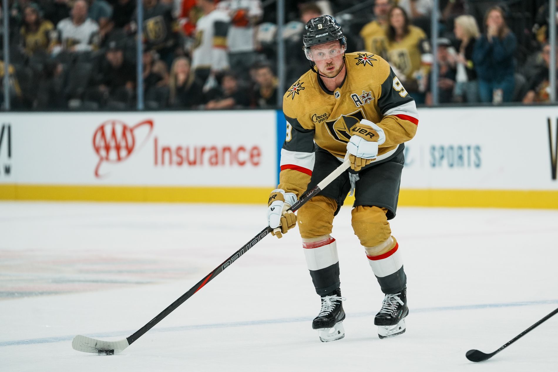 Jack Eichel surveys the ice during a critical moment against the Ducks.
