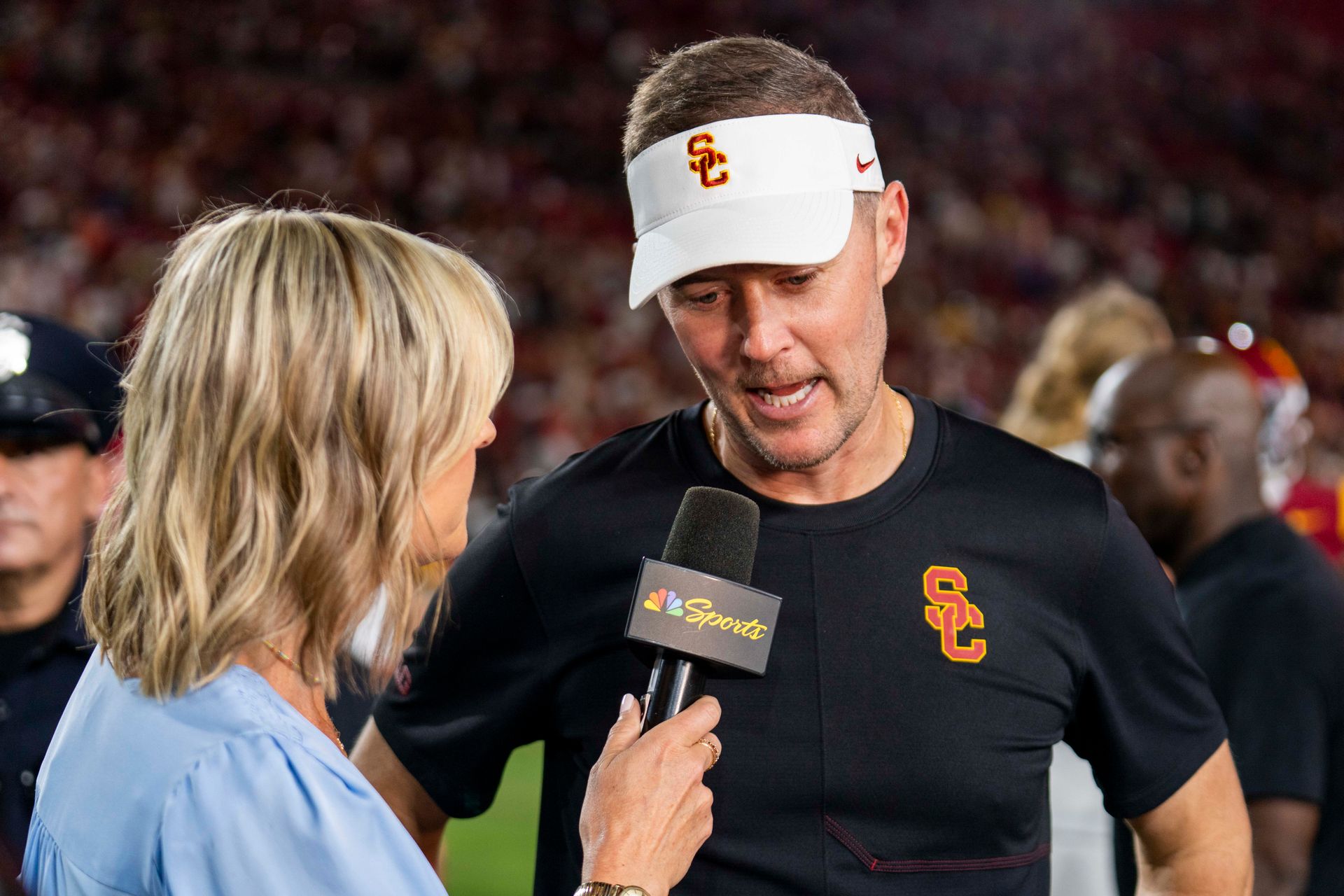 Coach Lincoln Riley interviewed post-victory against Washington
