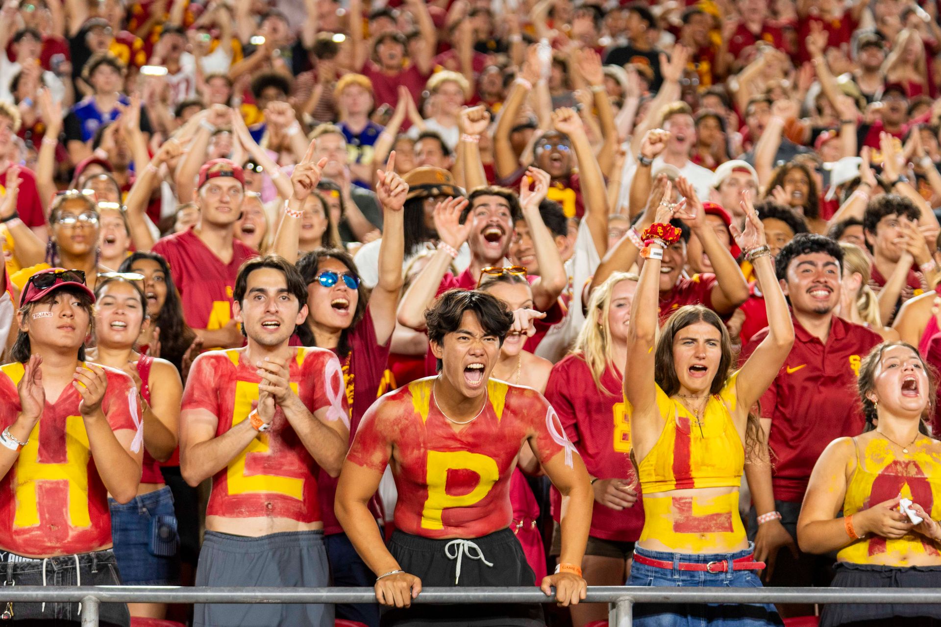 USC student section erupts after a crucial defensive stop