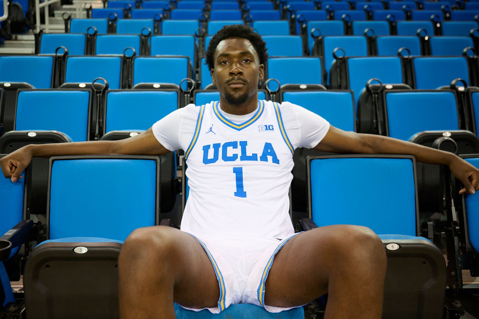 Xavier Booker poses at UCLA Basketball Media Day 2026