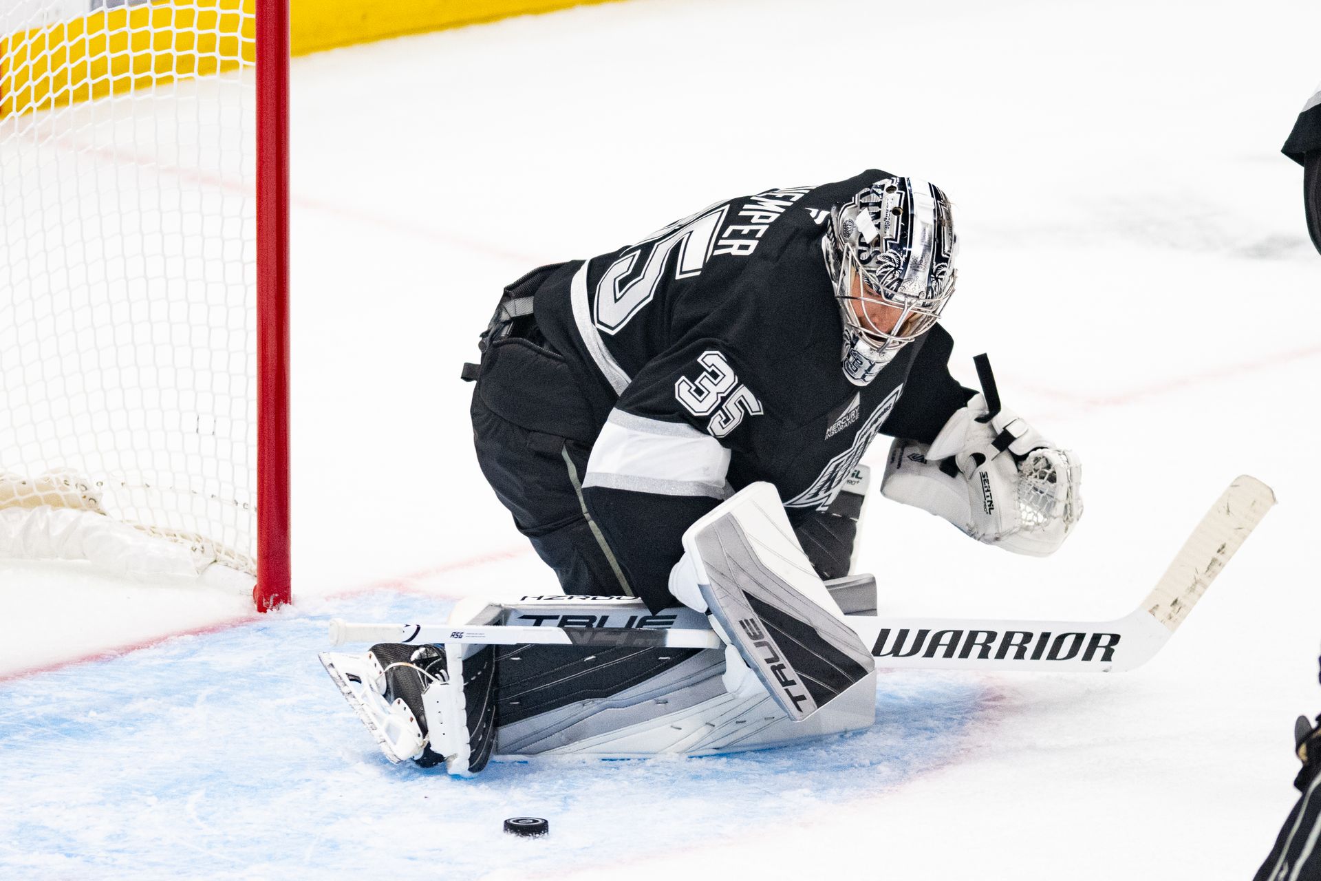 Darcy Kuemper makes a crucial save against the Panthers.