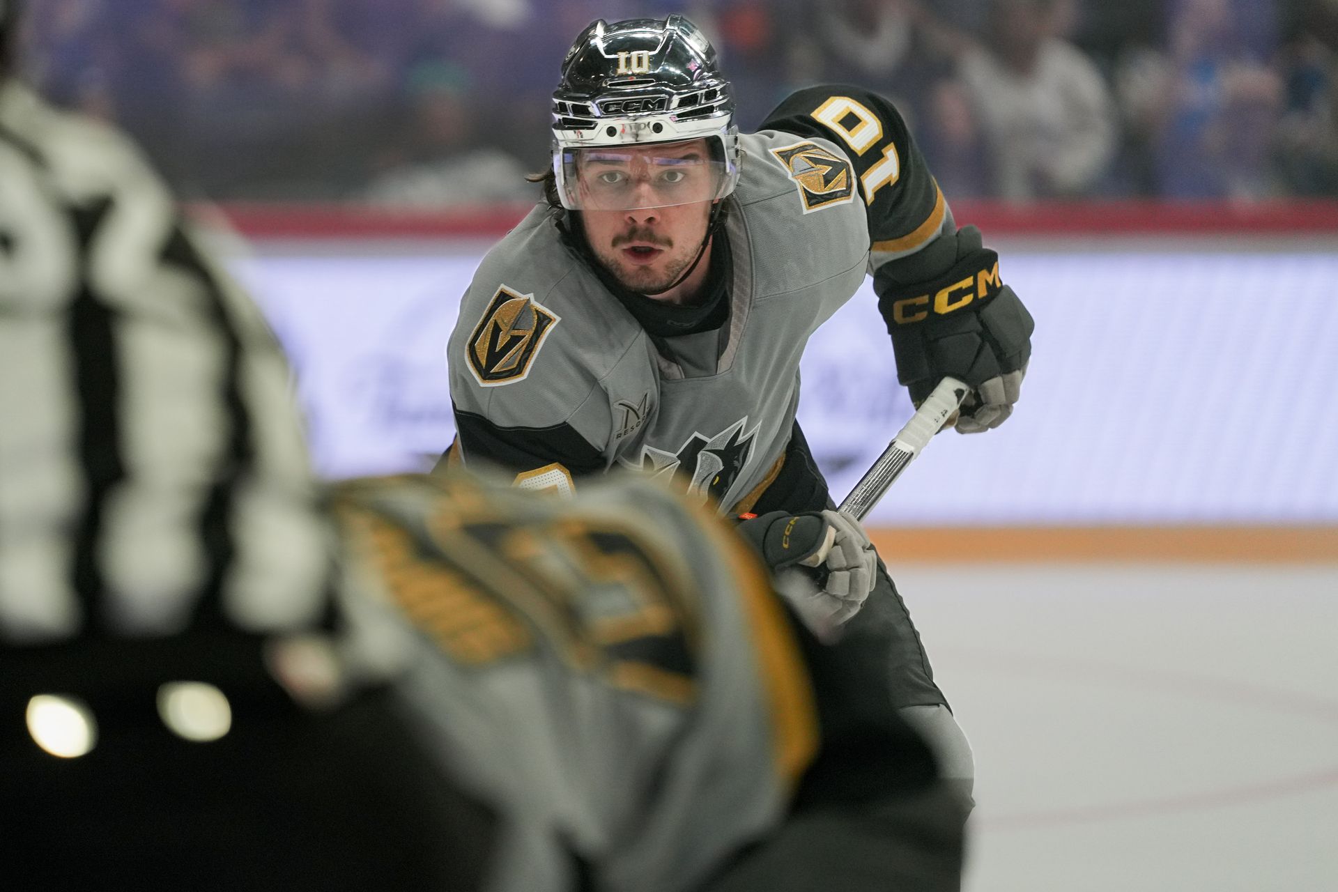 Alexander Holtz looks on during the game against the Gulls.