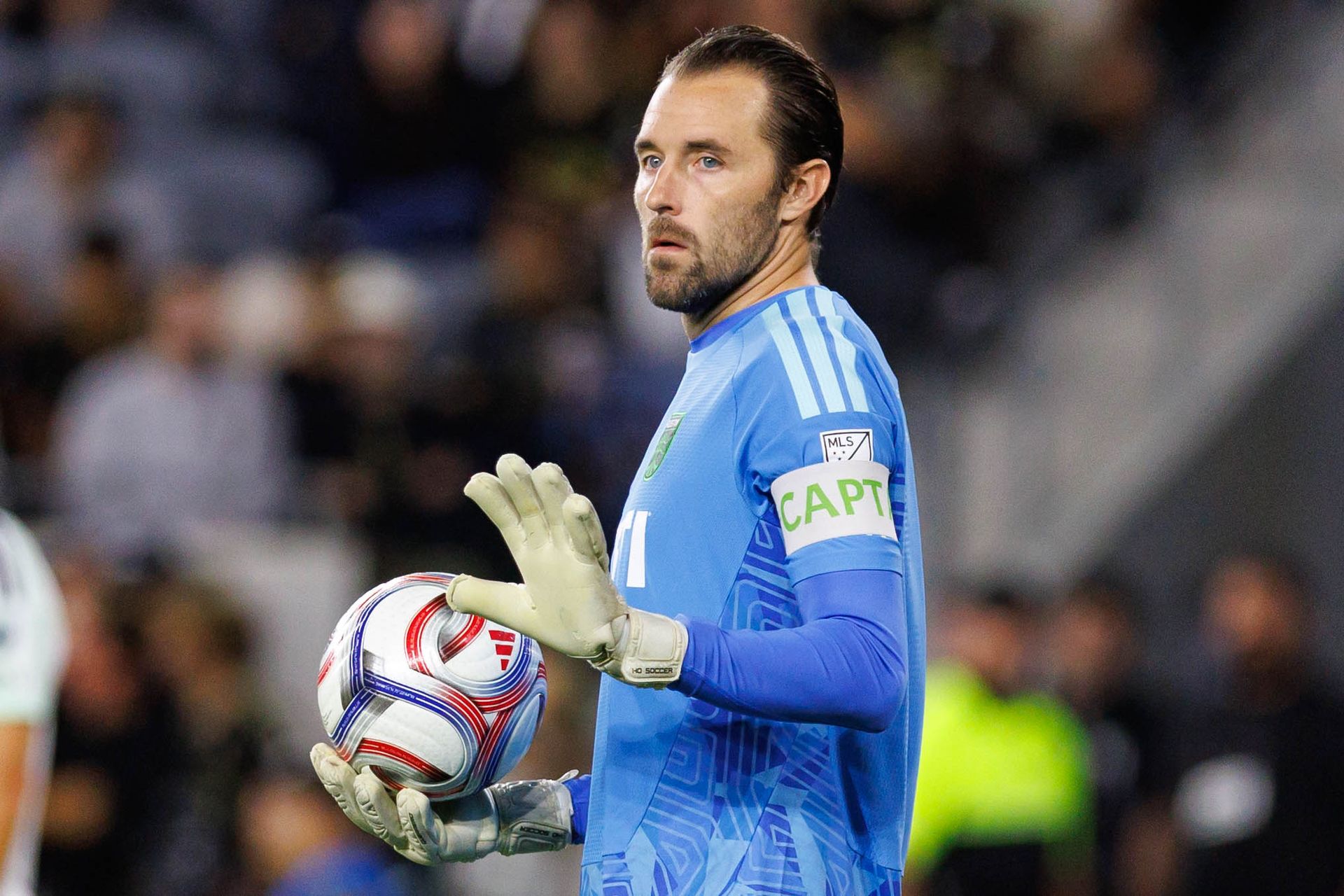 Brad Stuver directs his Austin FC teammates
