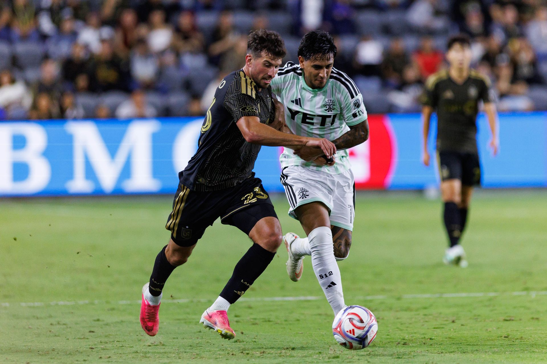 Yevhen Cheberko defends the ball for LAFC