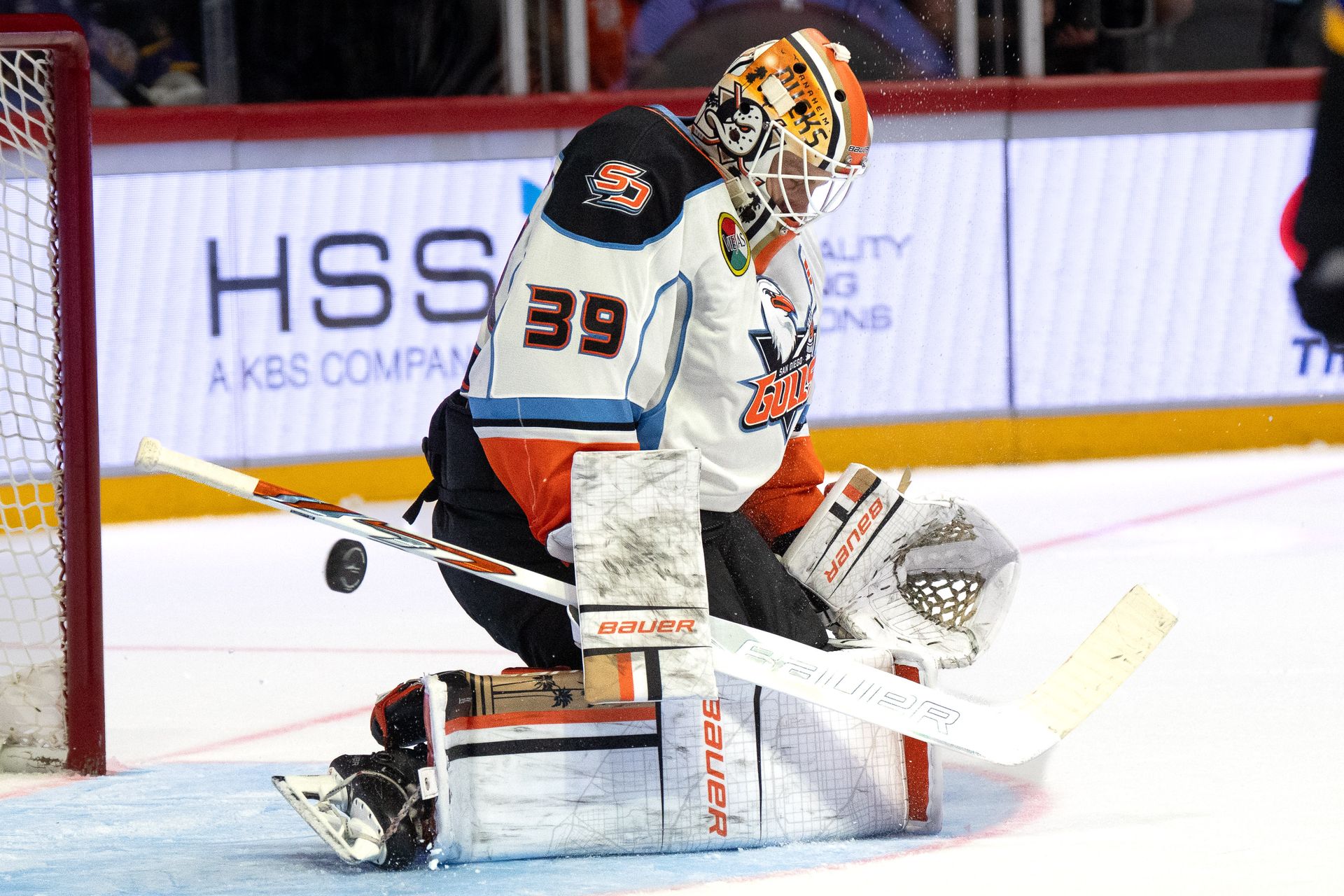 Laurent Brossoit blocks a Reign shot