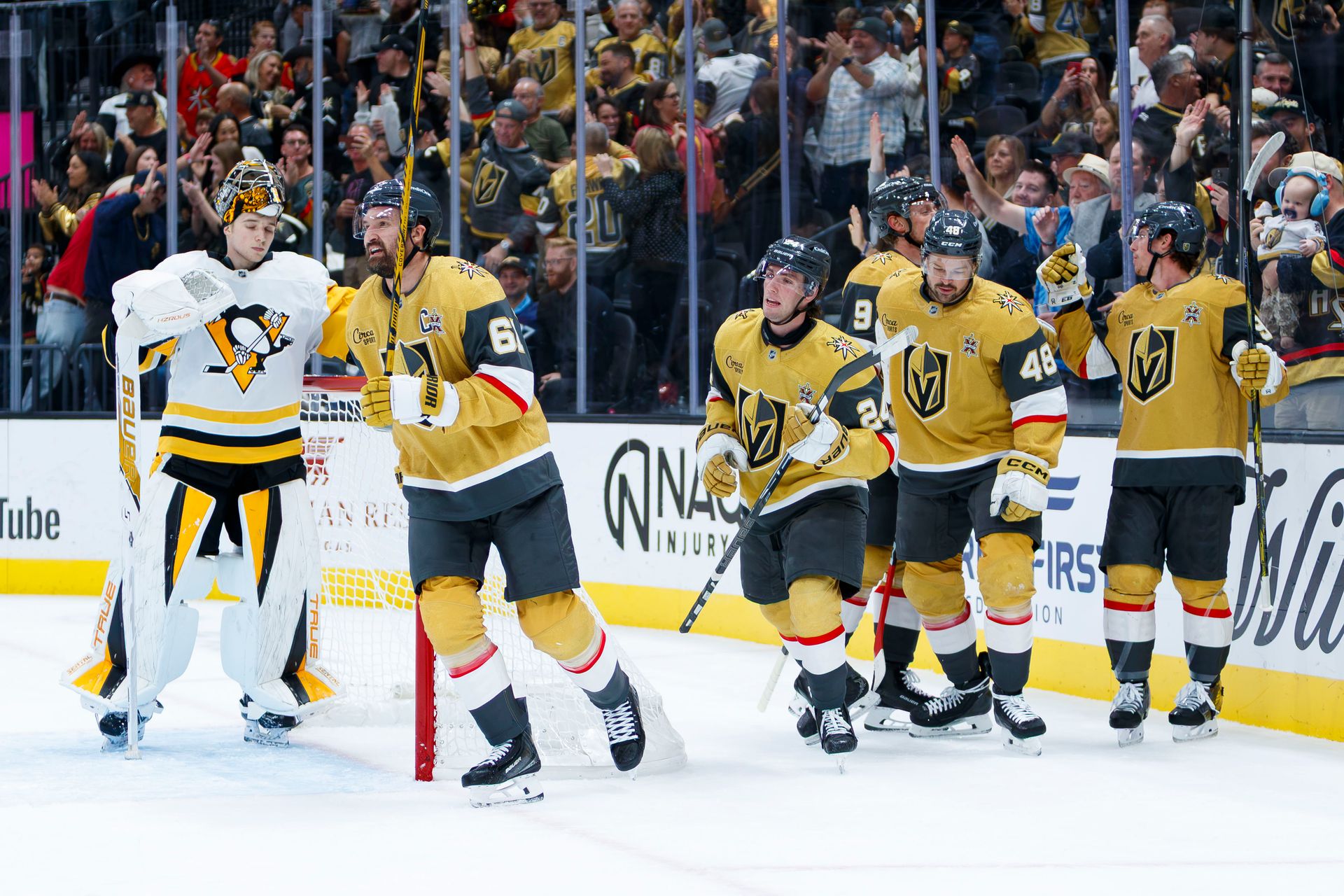 Mark Stone celebrates a power-play goal