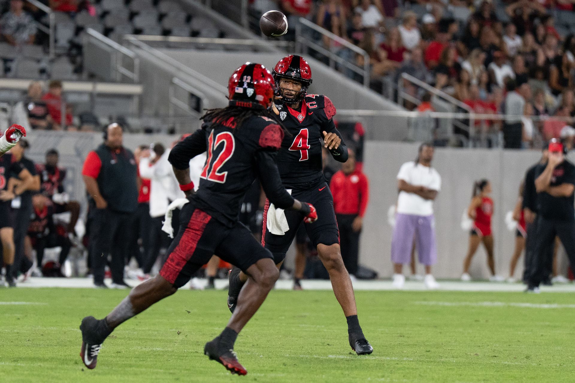 Jayden Denegal connects with Jaylon Hawkins