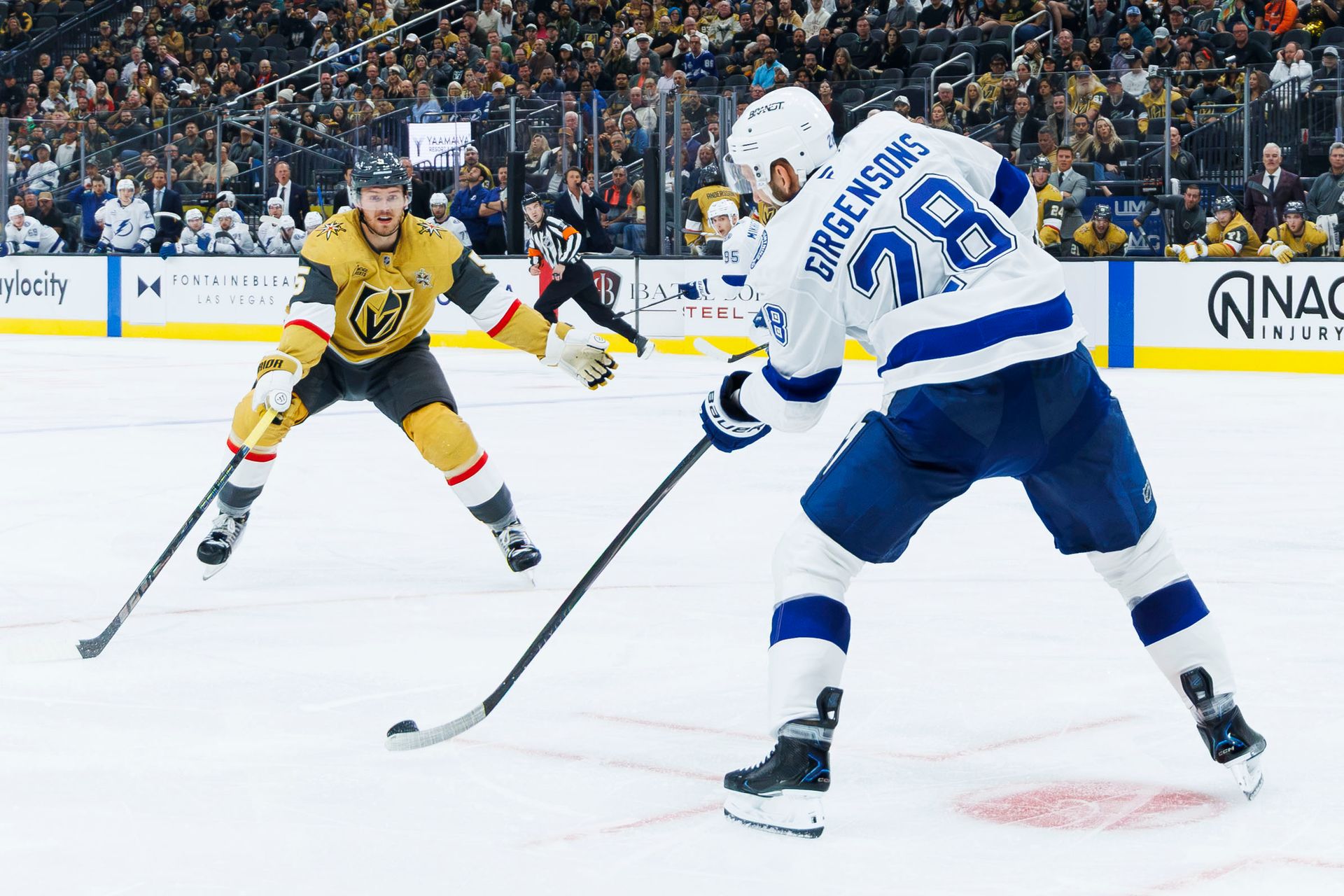 Zemgus Girgensons clears the puck on the penalty kill