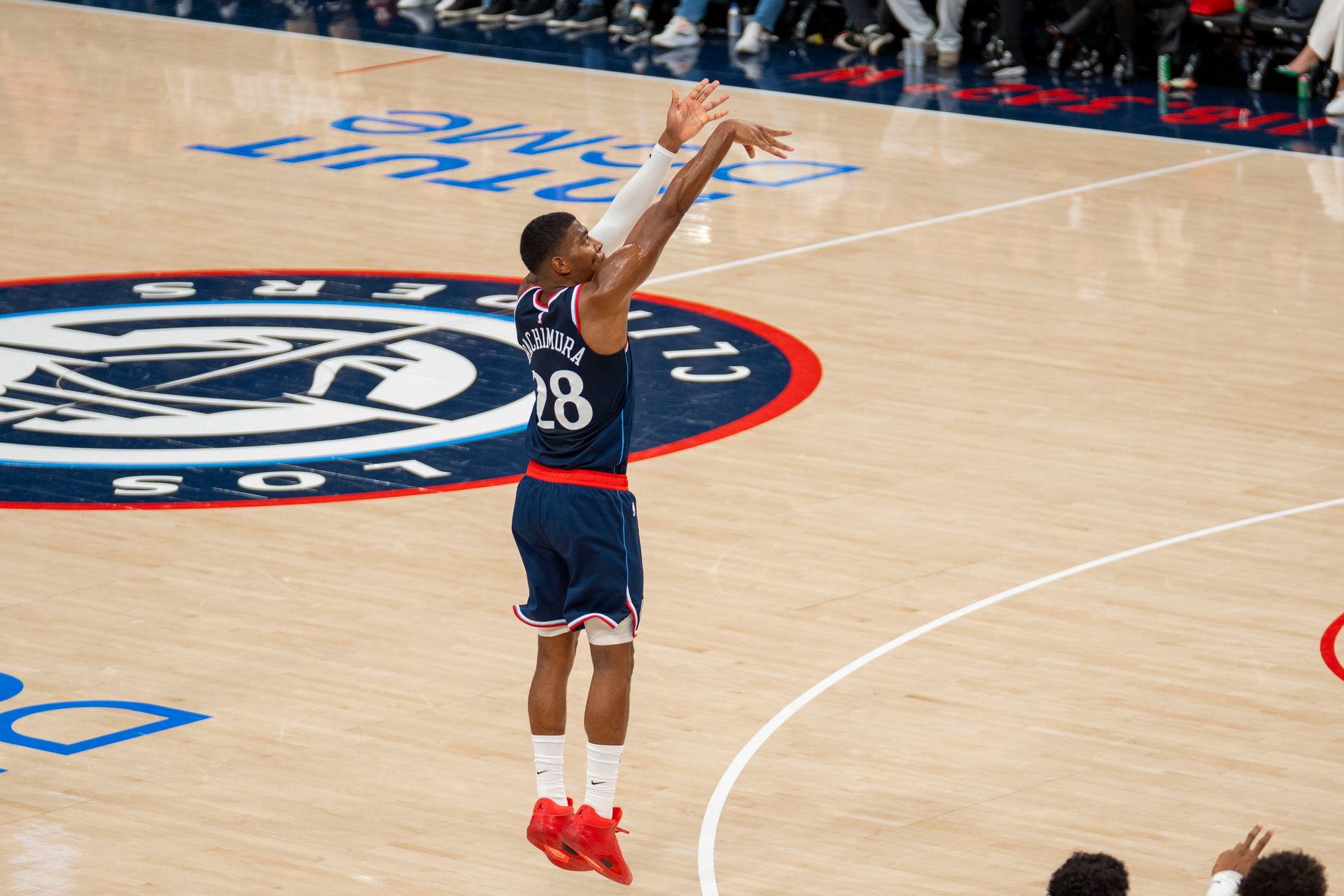 Rui Hachimura shoots from three-point range
