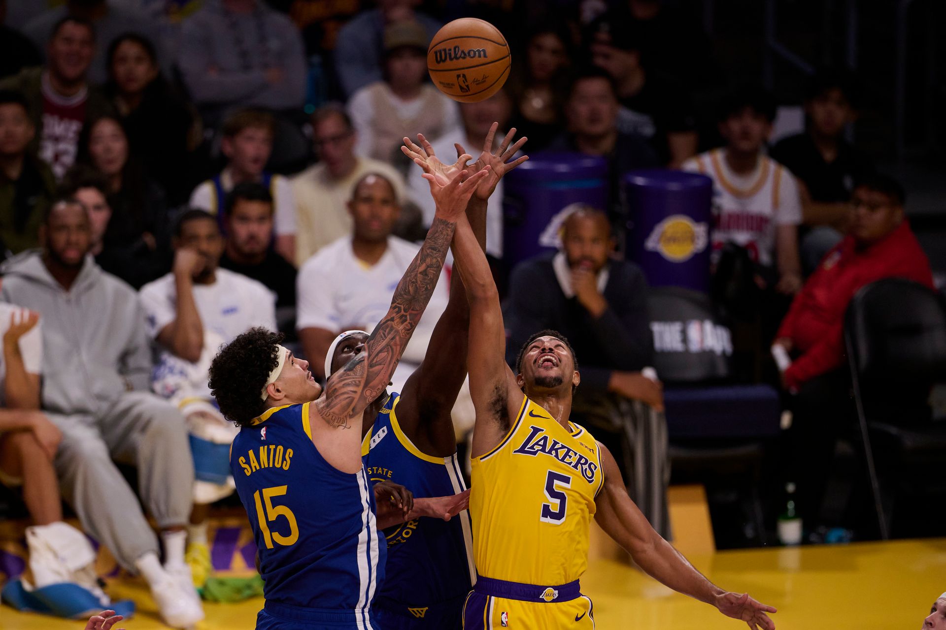 Quentin Grimes jumps for the ball against Golden State
