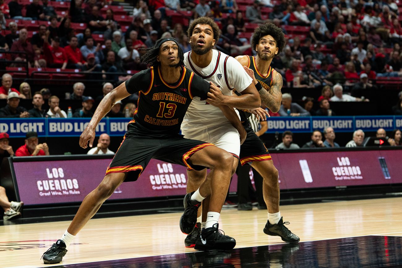 Bear Cherry battles for a rebound against USC