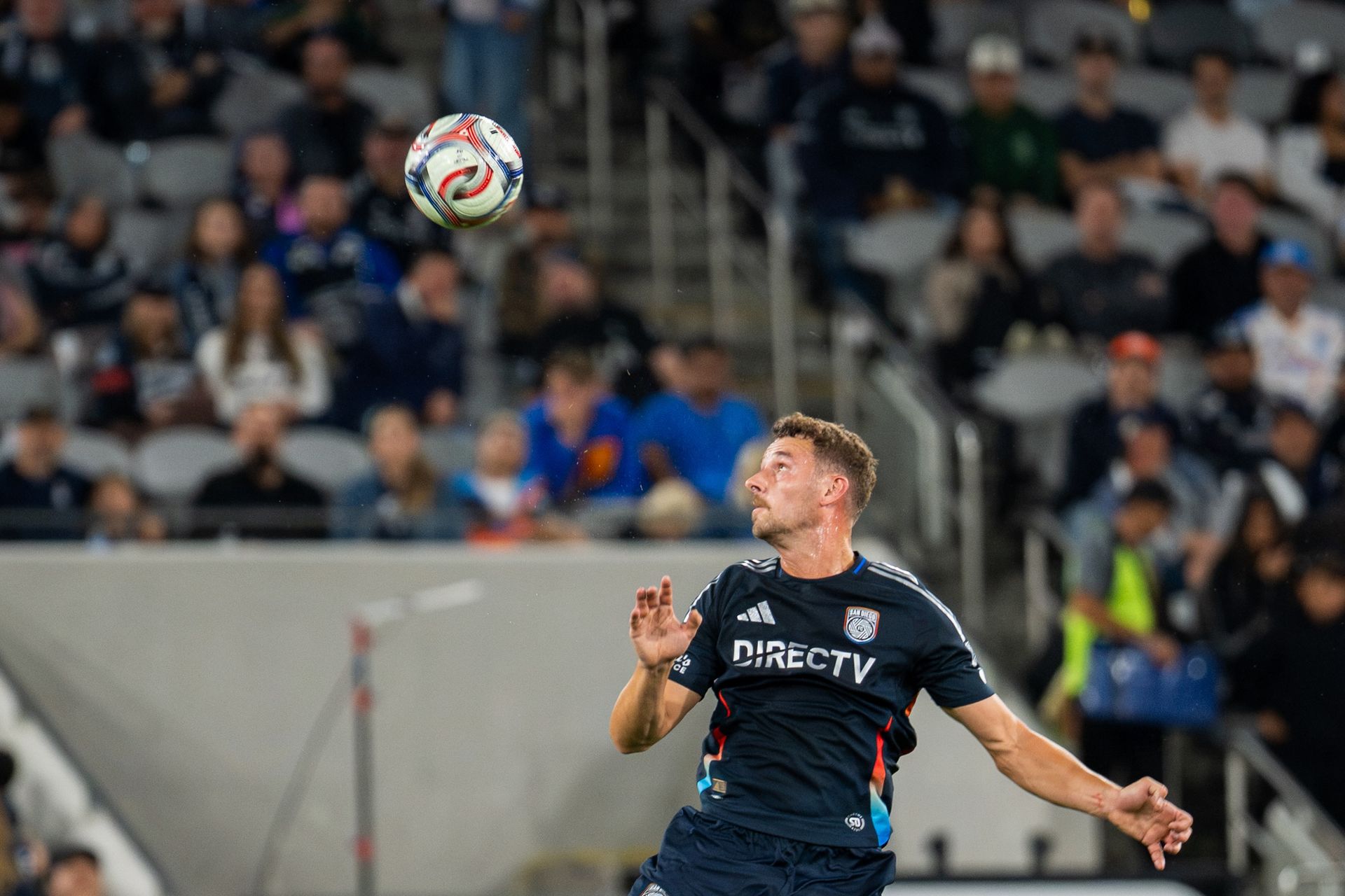 Christopher McVey Heads the Ball Against Seattle