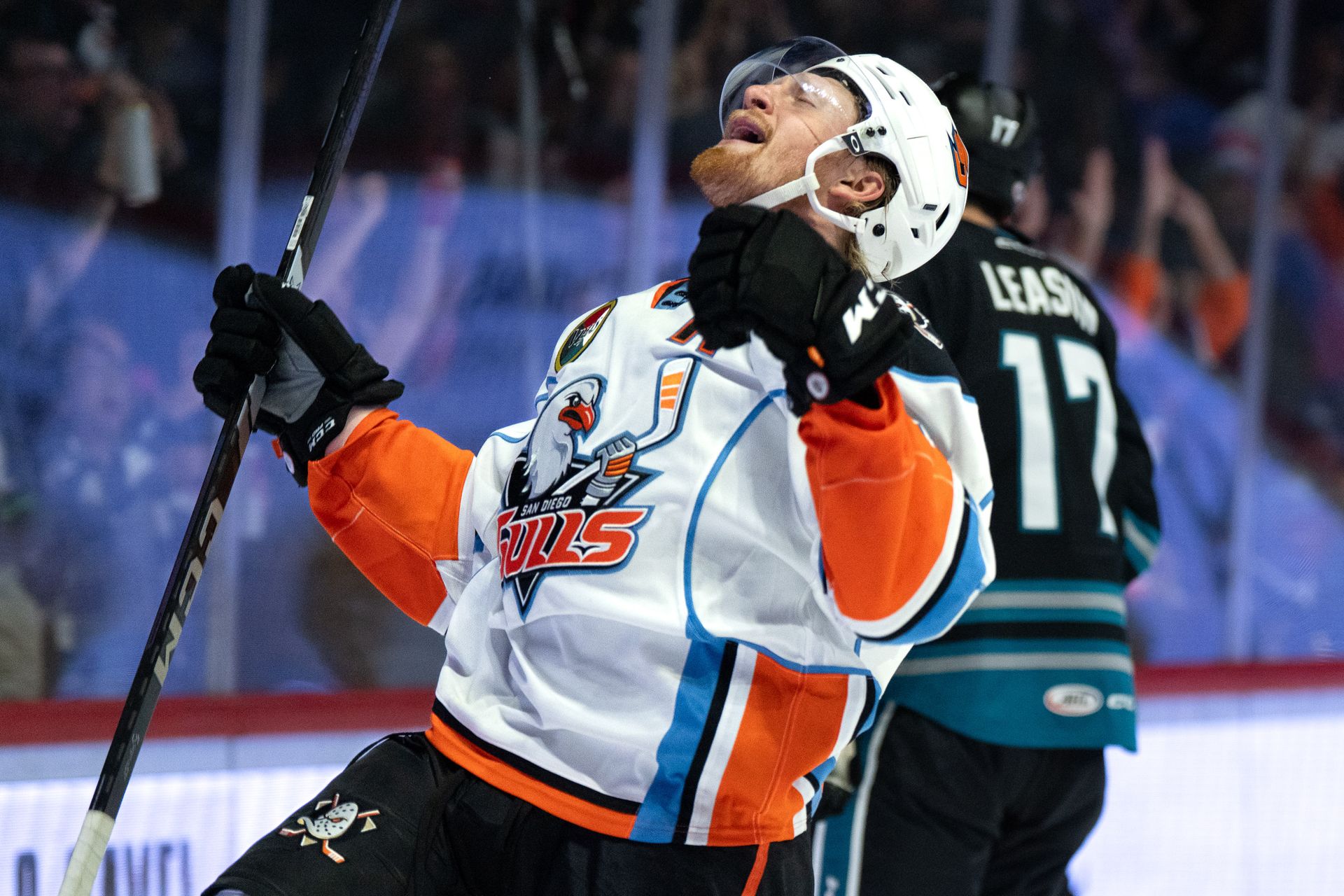 James Hamblin celebrates his goal against the Barracuda