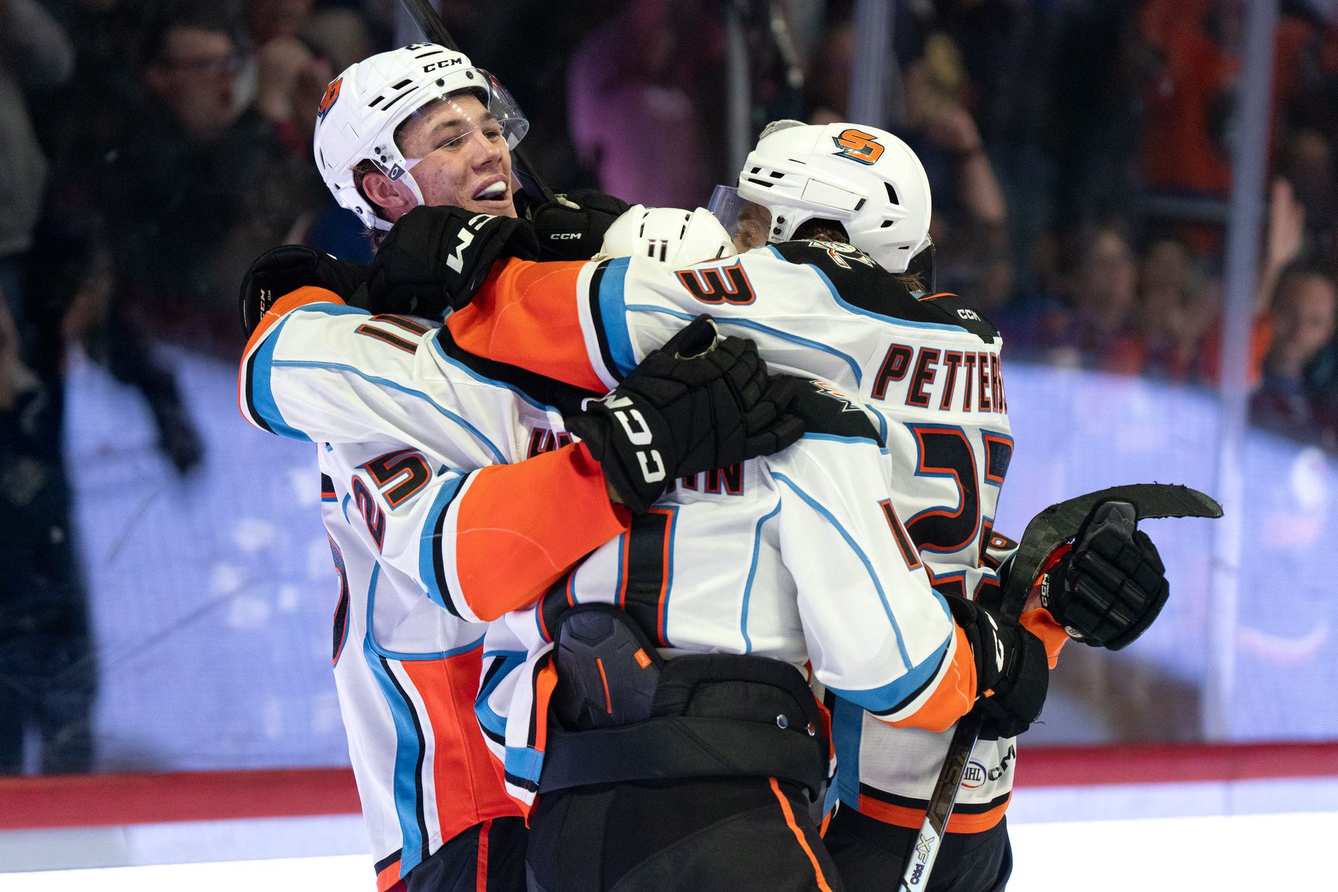 Gulls celebrate during their 4-1 win over the Barracuda