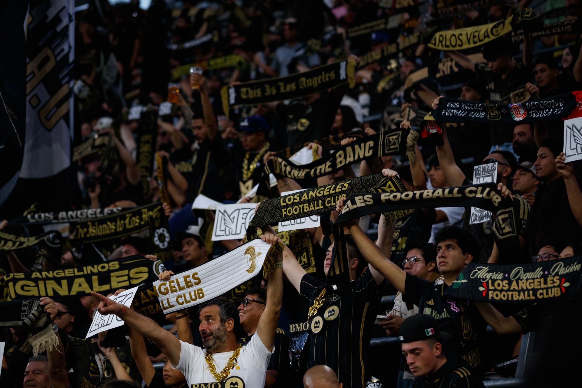 LAFC fans raise scarves before LA Galaxy rivalry match