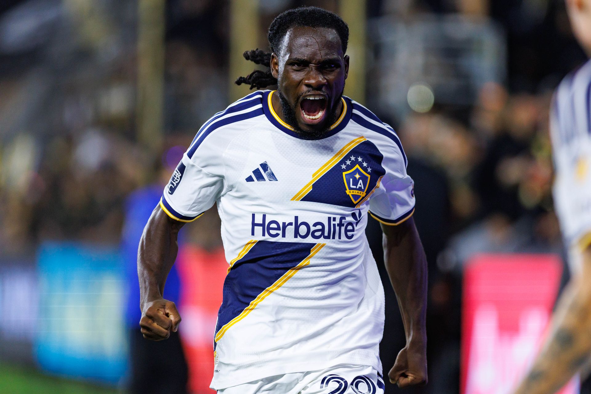 Joseph Paintsil celebrates his goal for LA Galaxy