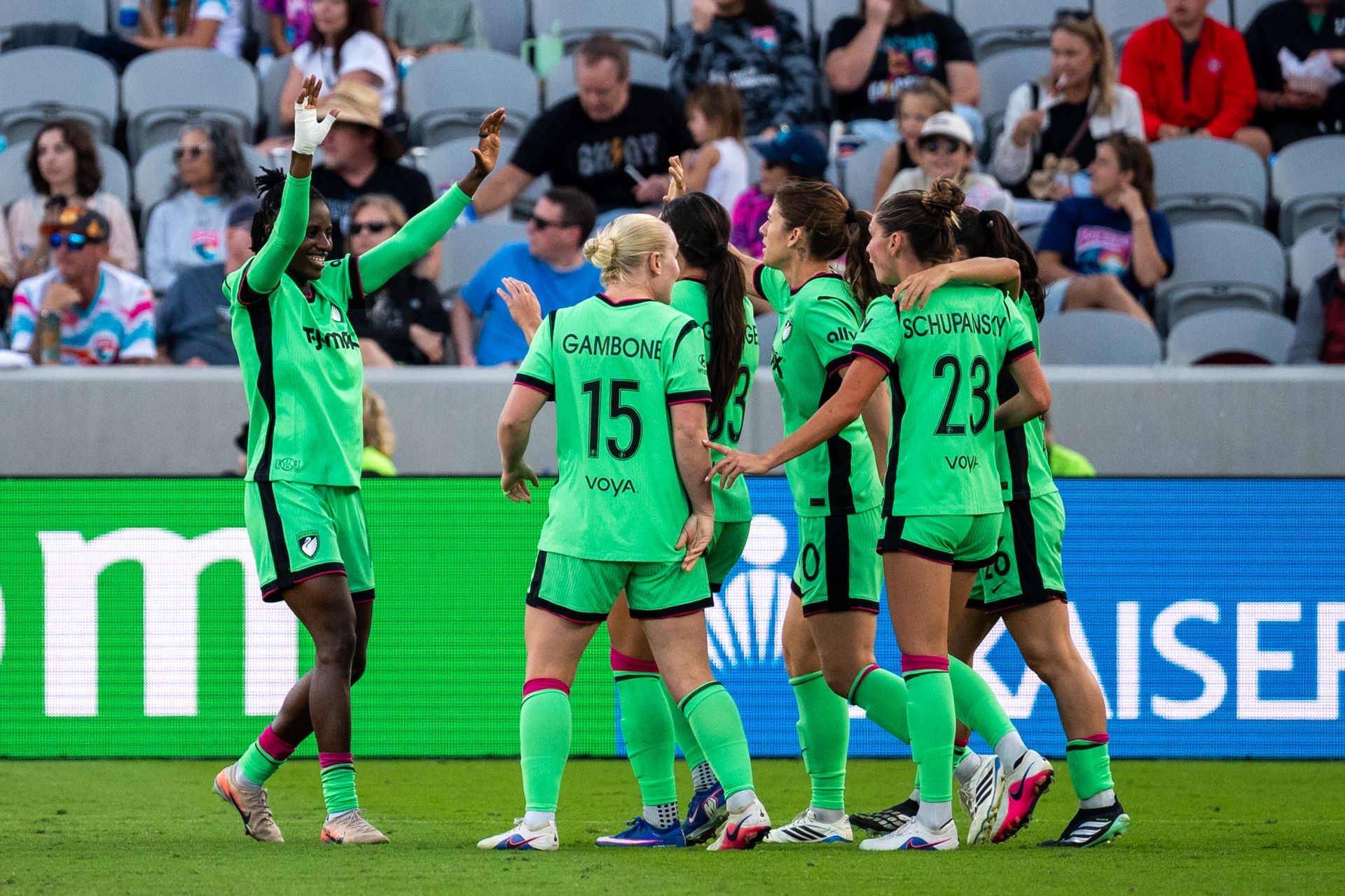 Boston Legacy celebrates a goal against San Diego Wave