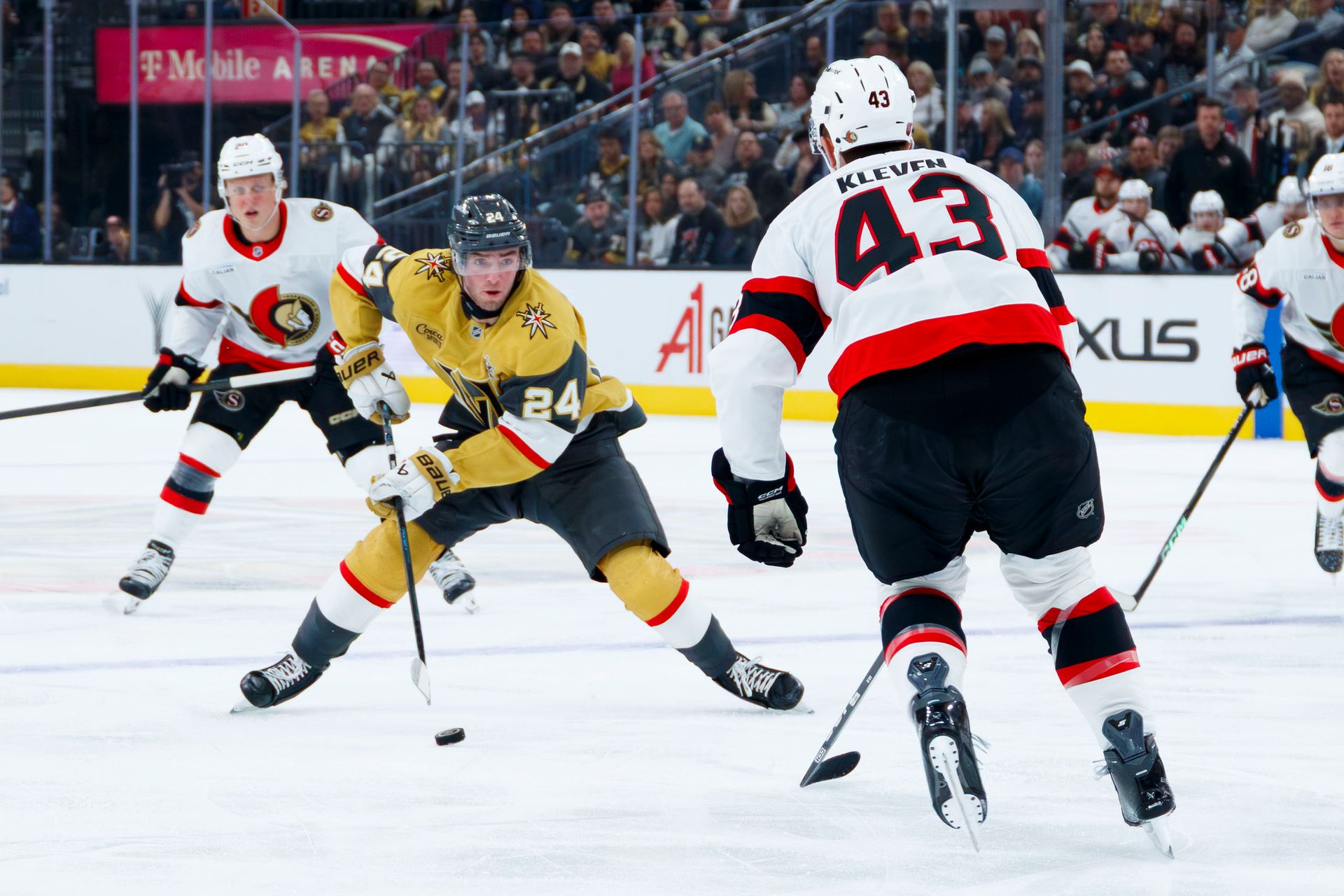 Trevor Connelly carries the puck into the offensive zone