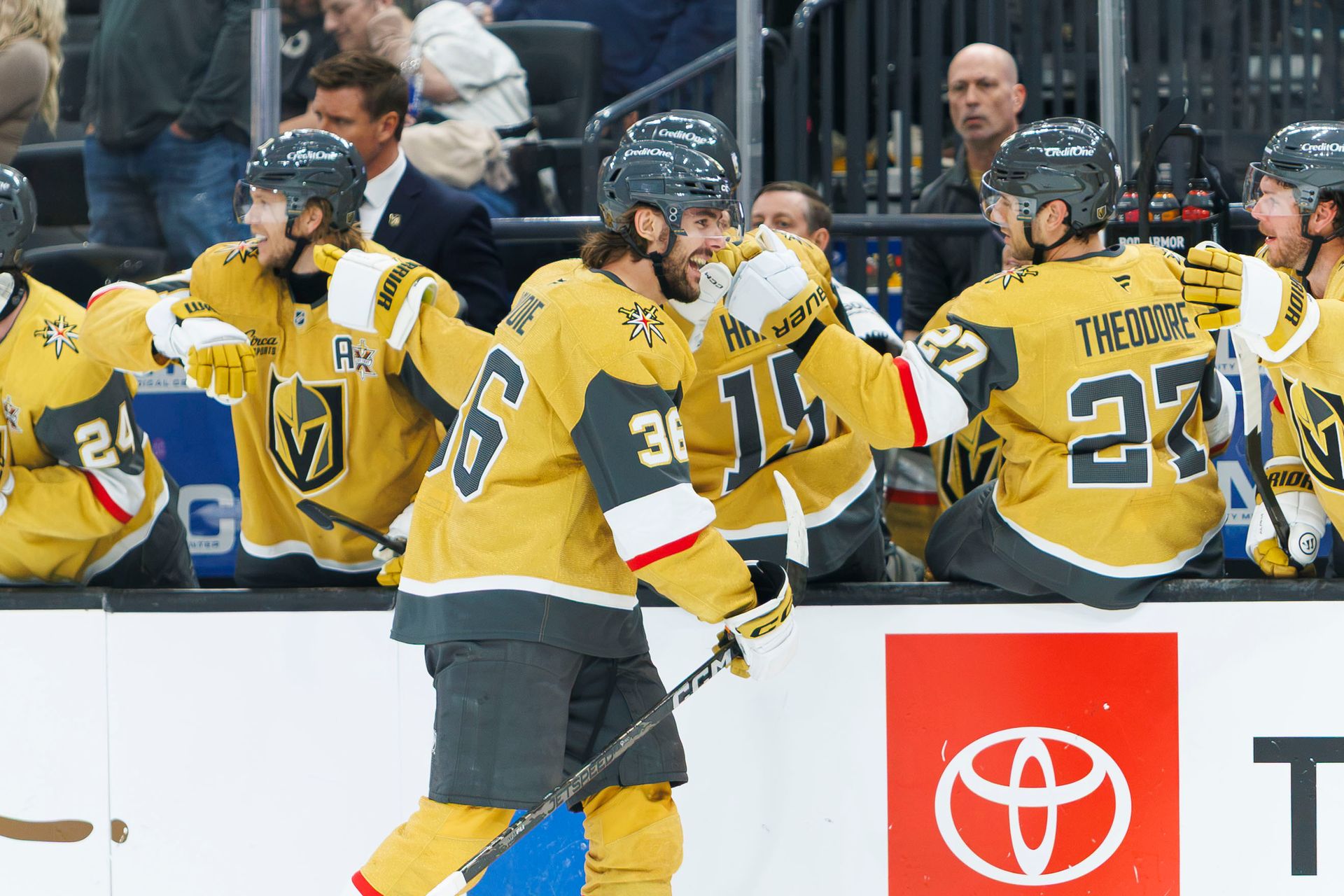 Raphael Lavoie celebrates his first NHL goal