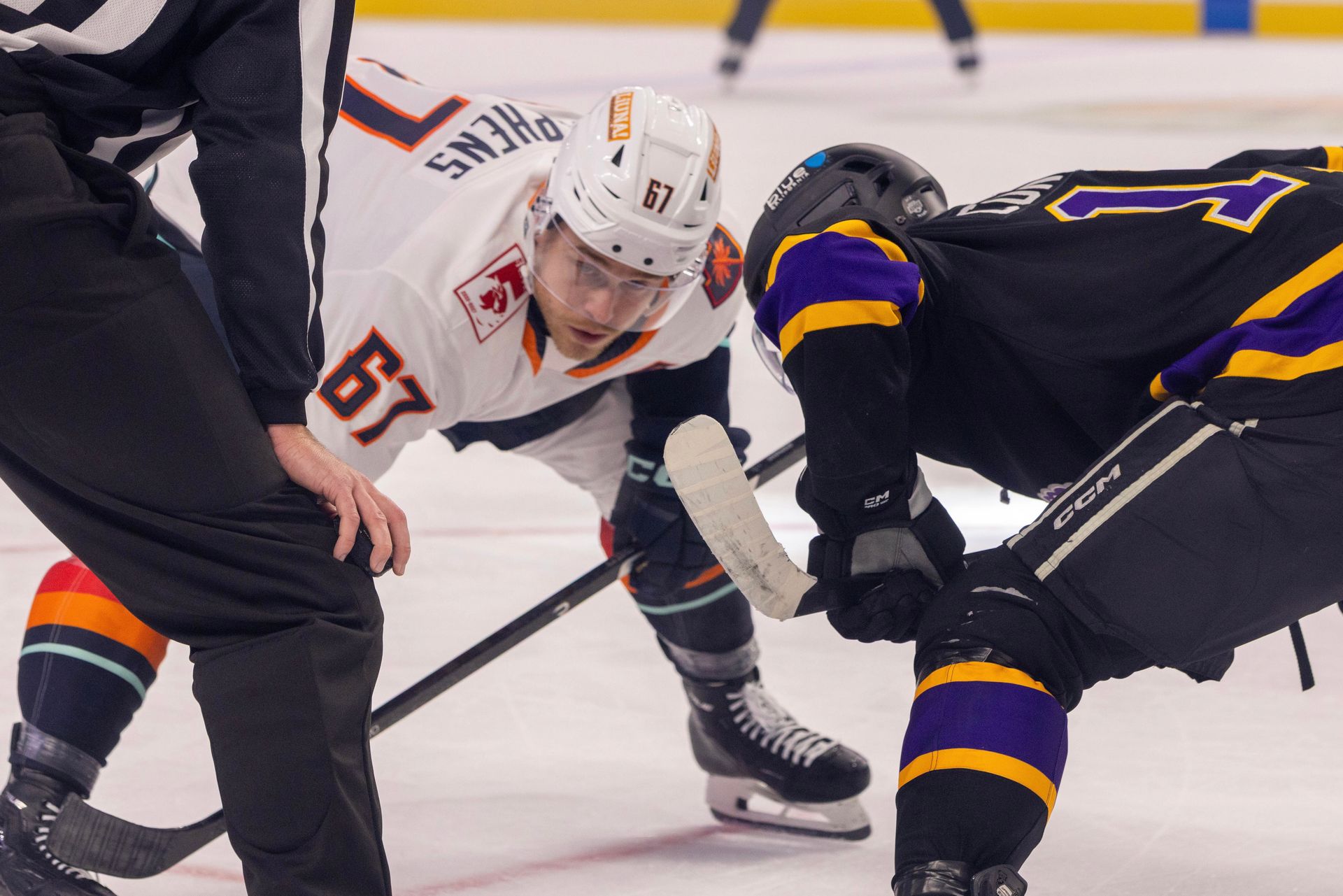Mitchell Stephens Prepares for a Faceoff Against Ontario