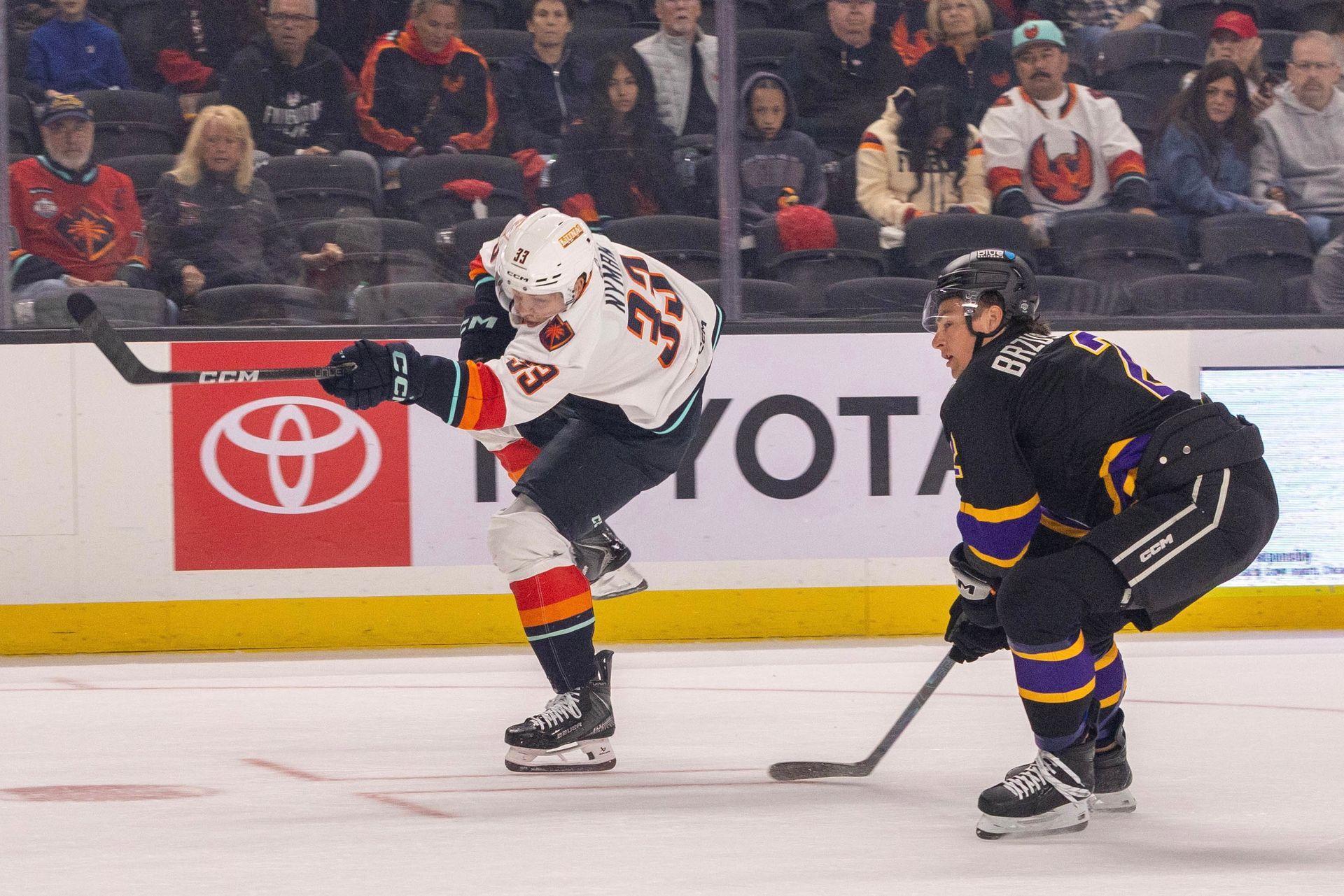 Jani Nyman Takes a Shot Against the Ontario Reign
