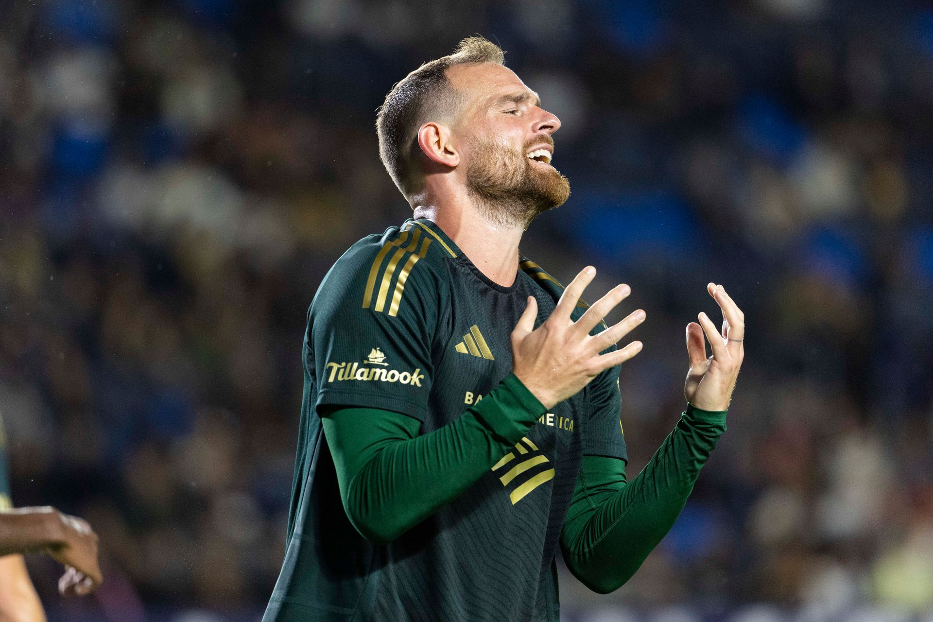 Vincent Janssen reacts after a chance against the Galaxy