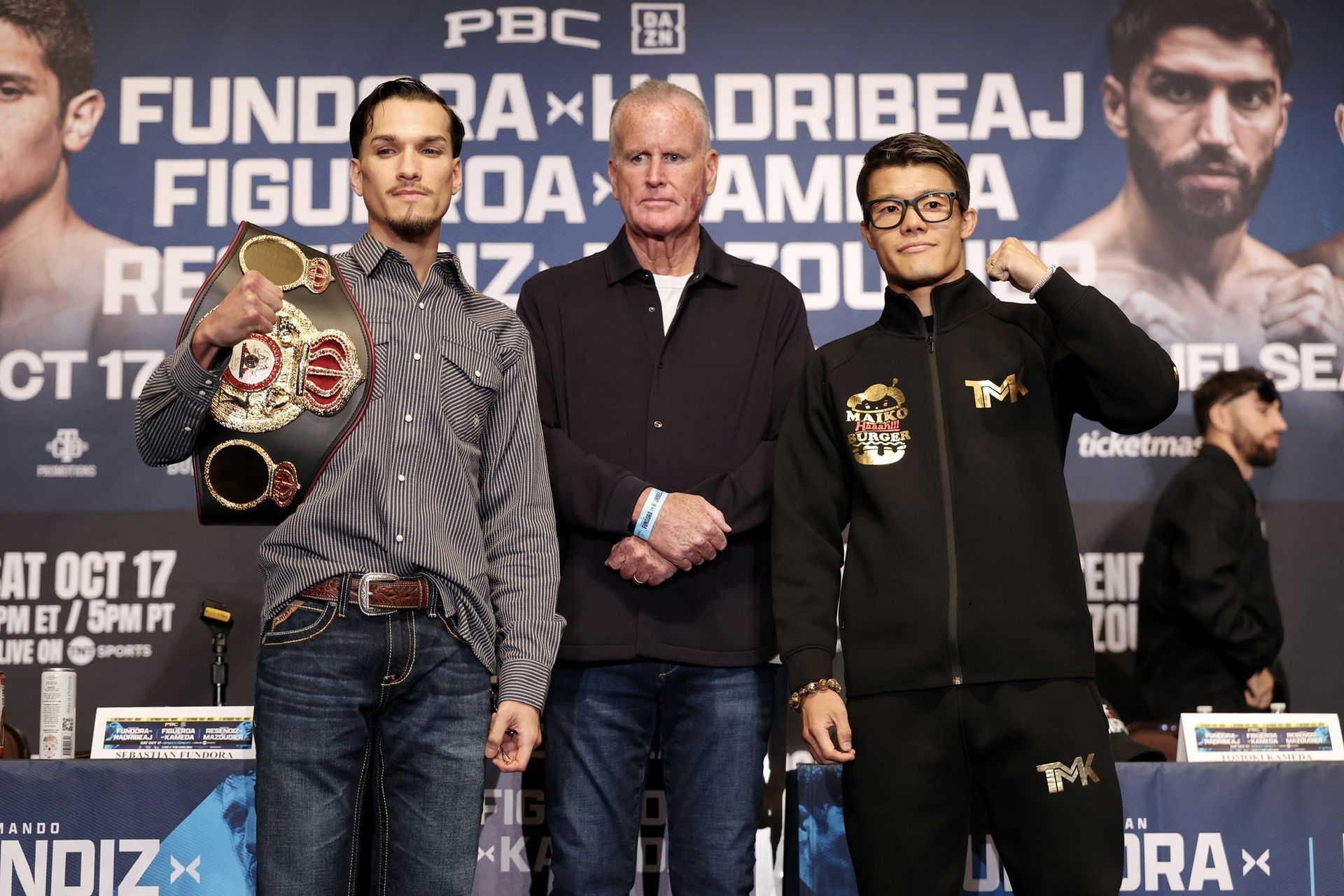 Figueroa and Kameda pose before canceled title fight